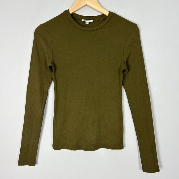 Reformation Tops - Reformation Olive Green Ribbed Fitted Long Sleeve Top Size Medium Women's